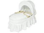 White Pleat Moses Basket with rocking stand